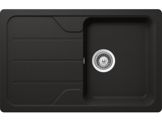 Schock Formhaus D-100S konyhai mosogatótálca Cristalite Nero 780 x 500 mm, gránit, megfordítható, hagyományos beépítés, fekete